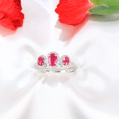 14K White Gold Ruby And Diamond Ring