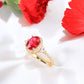 14K Yellow Gold Red CZ Ring