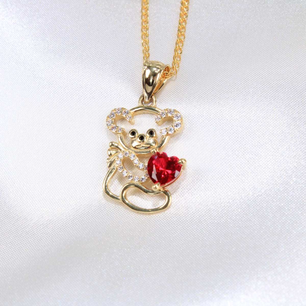 14K Yellow Gold CZ Bear Charm