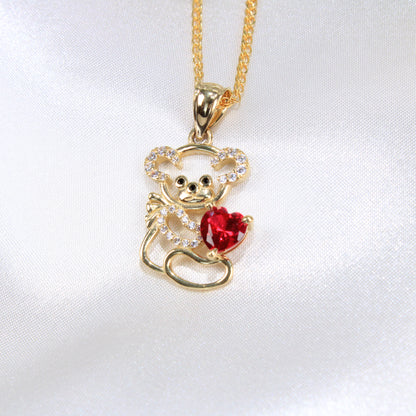 14K Yellow Gold CZ Bear Charm