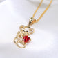 14K Yellow Gold CZ Bear Charm