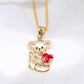 14K Yellow Gold CZ Bear Charm