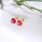14K Yellow Gold Red CZ Heart Earrings