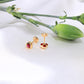 14K Yellow Gold Red CZ Heart Earrings