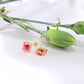 14K Yellow Gold Red And White CZ Earrings