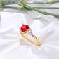 14K Yellow Gold Red Heart CZ Ring