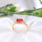 14K Yellow Gold Red Heart CZ Ring