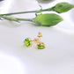 14K Yellow Gold Green CZ Heart Earrings