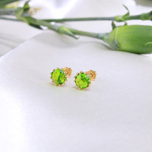14K Yellow Gold Green CZ Earrings