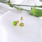 14K Yellow Gold Green CZ Earrings