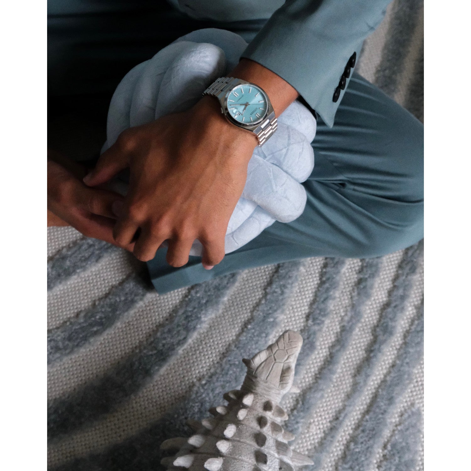  Model wearing Citizen NJ0151-53M, demonstrating its elegant presence and comfortable fit on the wrist.