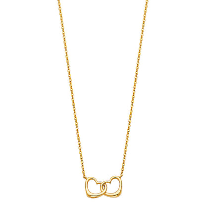 14K Yellow Gold Interlocking Double Hearts Necklace 18in