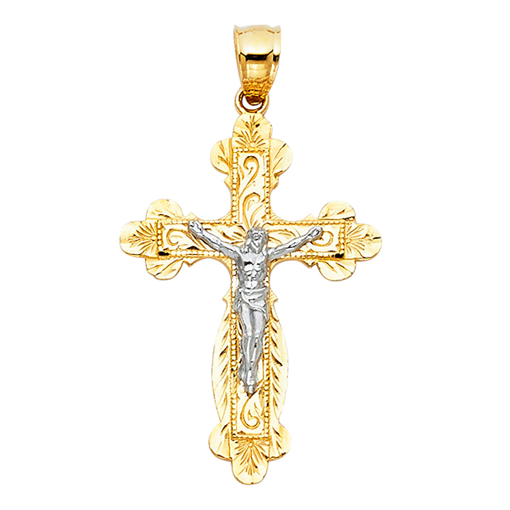 14K Two-Tone Gold Crucifix Charm