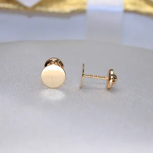 14K Yellow Gold Plain Circle Earrings w/Screw