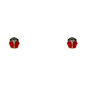14K Yellow Gold Ladybug Earrings w/Screw