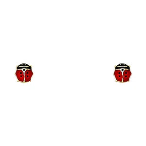 14K Yellow Gold Ladybug Earrings w/Screw