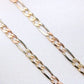 14K Tricolor Gold Figaro Solid Chain 2.5mm 18in