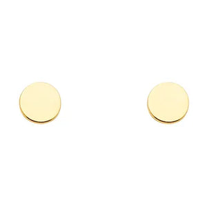 14K Yellow Gold Plain Circle Earrings w/Screw