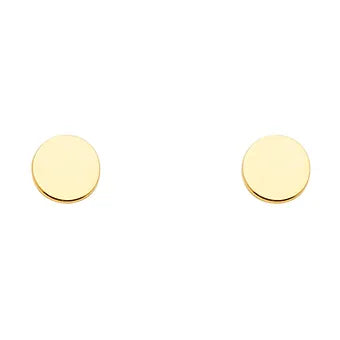 14K Yellow Gold Plain Circle Earrings w/Screw