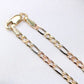 14K Tricolor Gold Figaro Solid Chain 2.5mm 18in