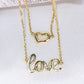 14K Yellow Gold 2Lines Chain Necklace w/Heart Love 18in