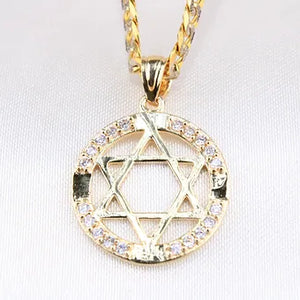 14K Yellow Gold CZ Star Of David Charm