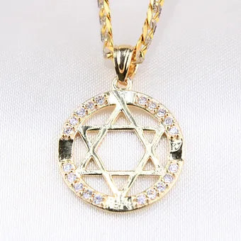 14K Yellow Gold CZ Star Of David Charm
