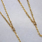 14K Yellow Gold 2Lines Chain Necklace w/Heart Love 18in