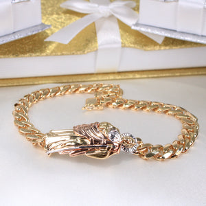 14K Tricolor Gold St Jude 3tone Bracelet 7mm 8.5in