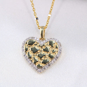 10K Yellow Gold Diamond Nugget Heart Charm