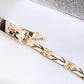 14K Tricolor Gold ID Flower Bracelet 5mm 7.5in
