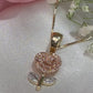 10K Tri-Color Gold Diamond Flower Charm