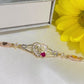 14K Yellow Gold Heart Quinceañera Bracelet 2mm 8in