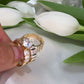 14K Yellow Gold CZ Wedding Trio Set Rings
