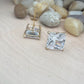 14K Yellow Gold Square CZ Earrings