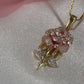 10K Tri-Color Gold Diamond Flower Charm