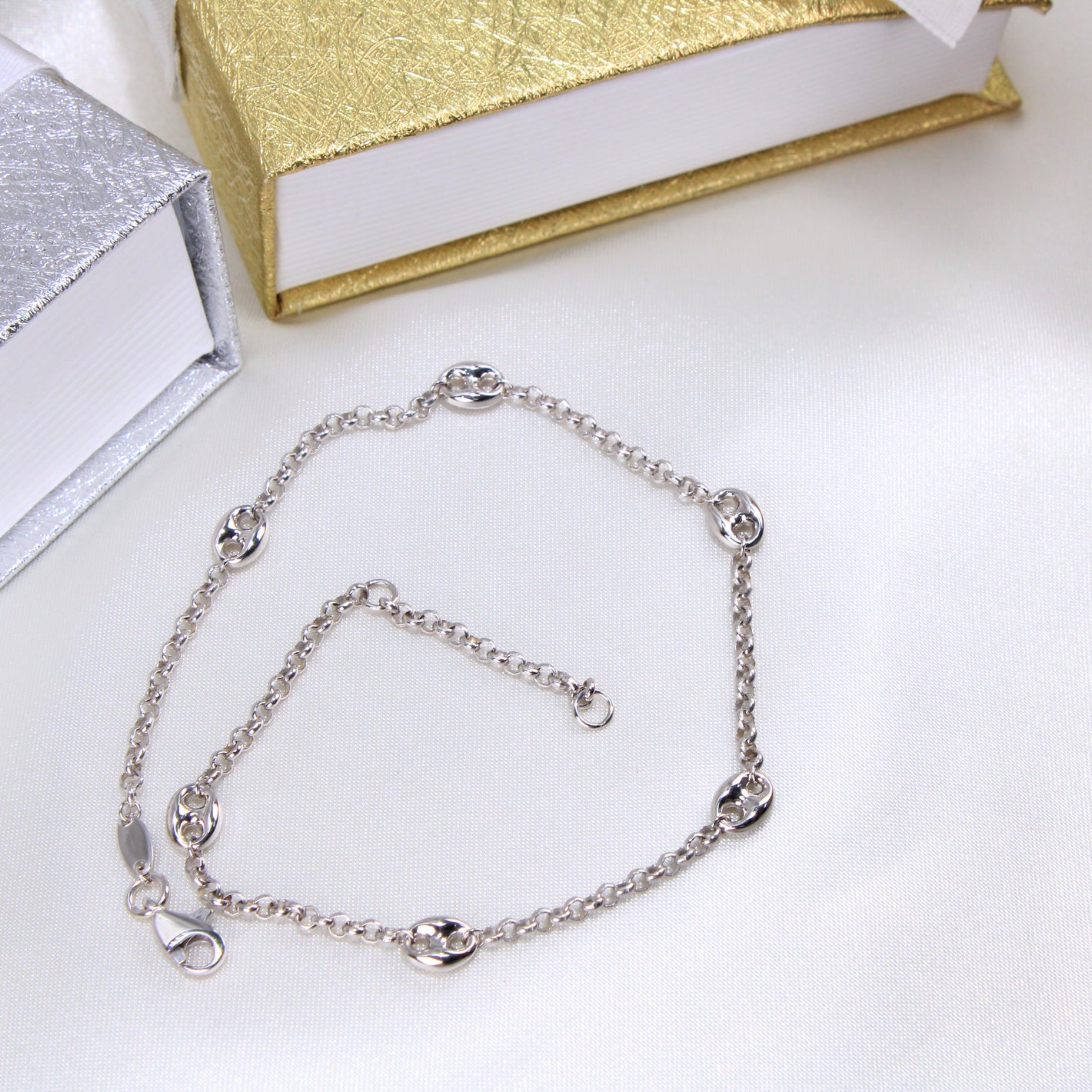 14K White Gold Anklet 2.5mm 10in