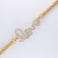 14K Yellow Gold CZ "Love" Bracelet 4mm 7.5in