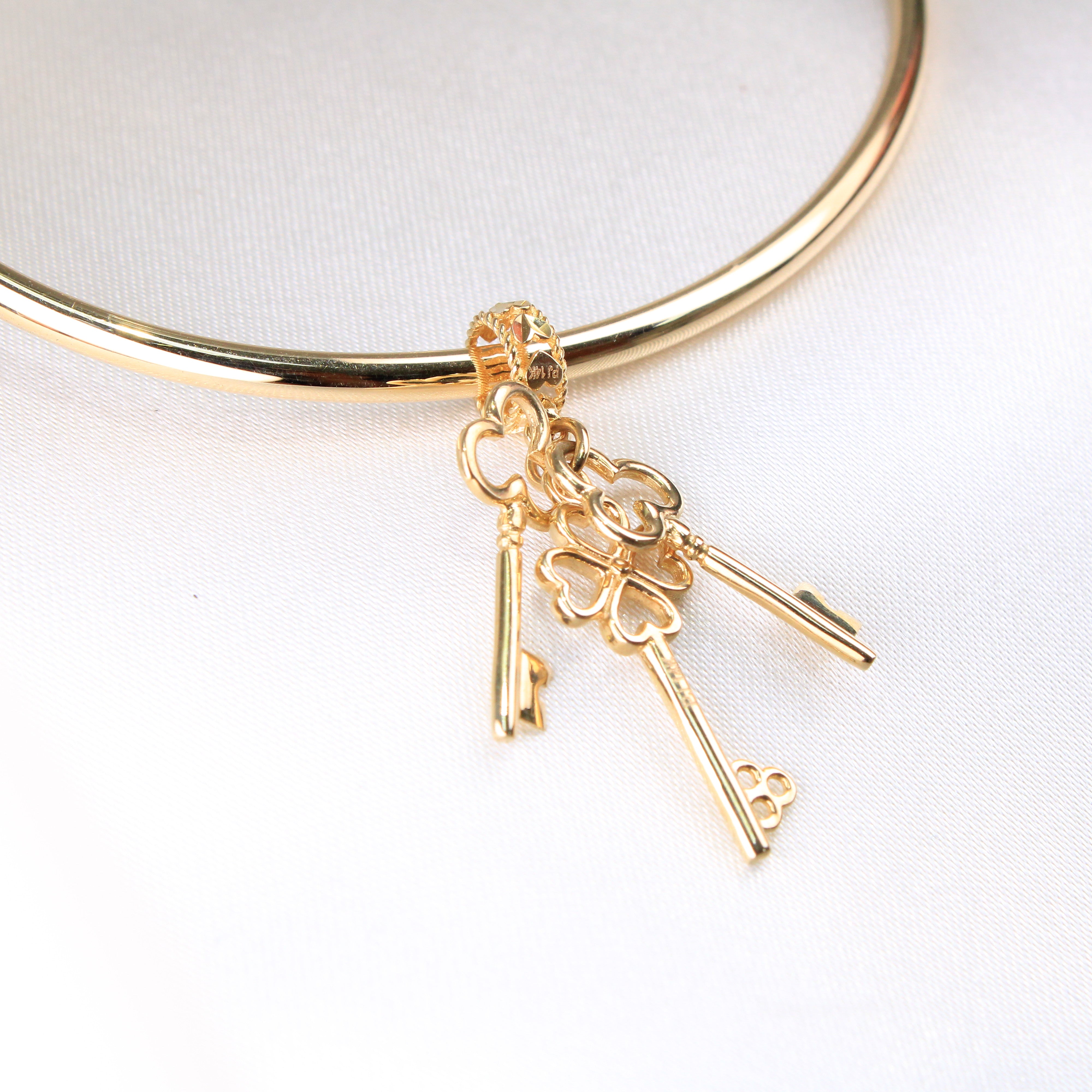 14K Yellow Gold Keys Dangle Charm