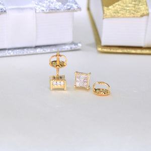 14K Yellow Gold Diamond Earrings