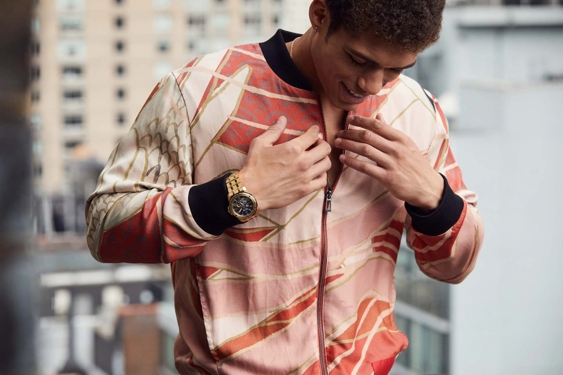 Model wearing the Bulova 97B168, demonstrating its stylish and functional design on the wrist.