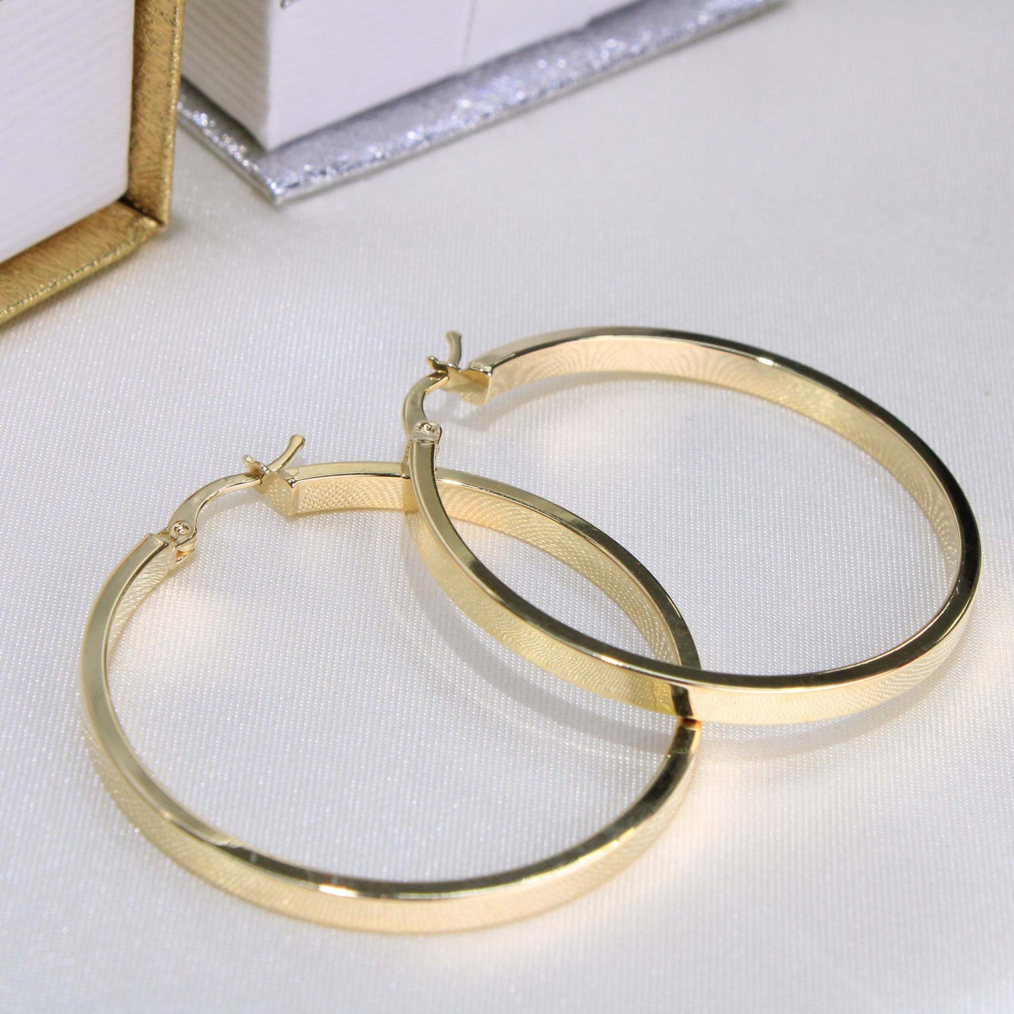 14K Yellow Gold Plain Hoops