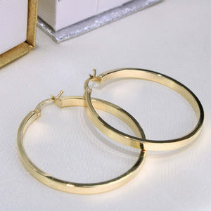 14K Yellow Gold Plain Hoops