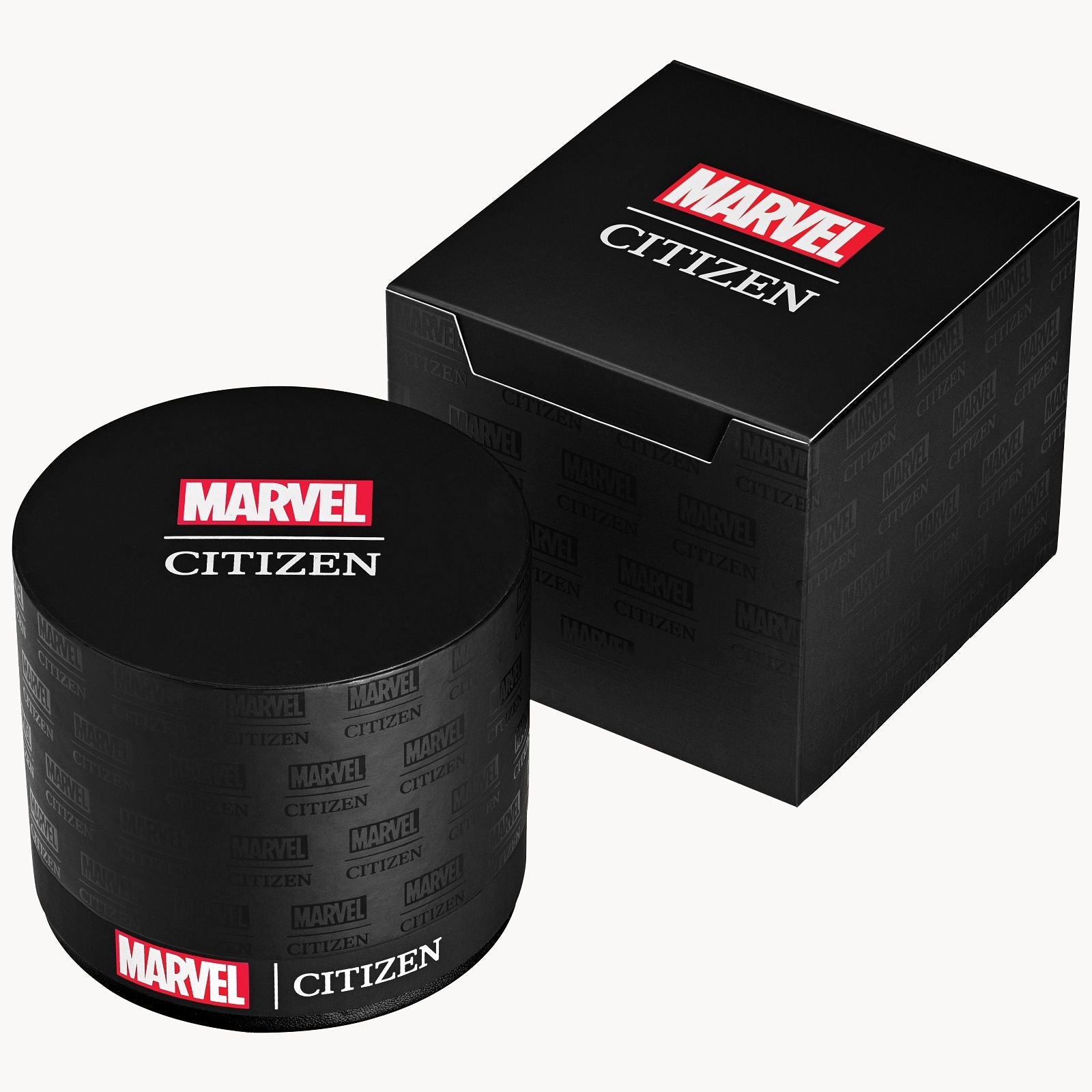 Citizen BM6987-50W presented in official Marvel-themed packaging with branded box and authenticity materials.