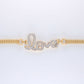 14K Yellow Gold CZ "Love" Bracelet 4mm 7.5in