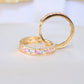 14K Yellow Gold CZ Pink Hoops