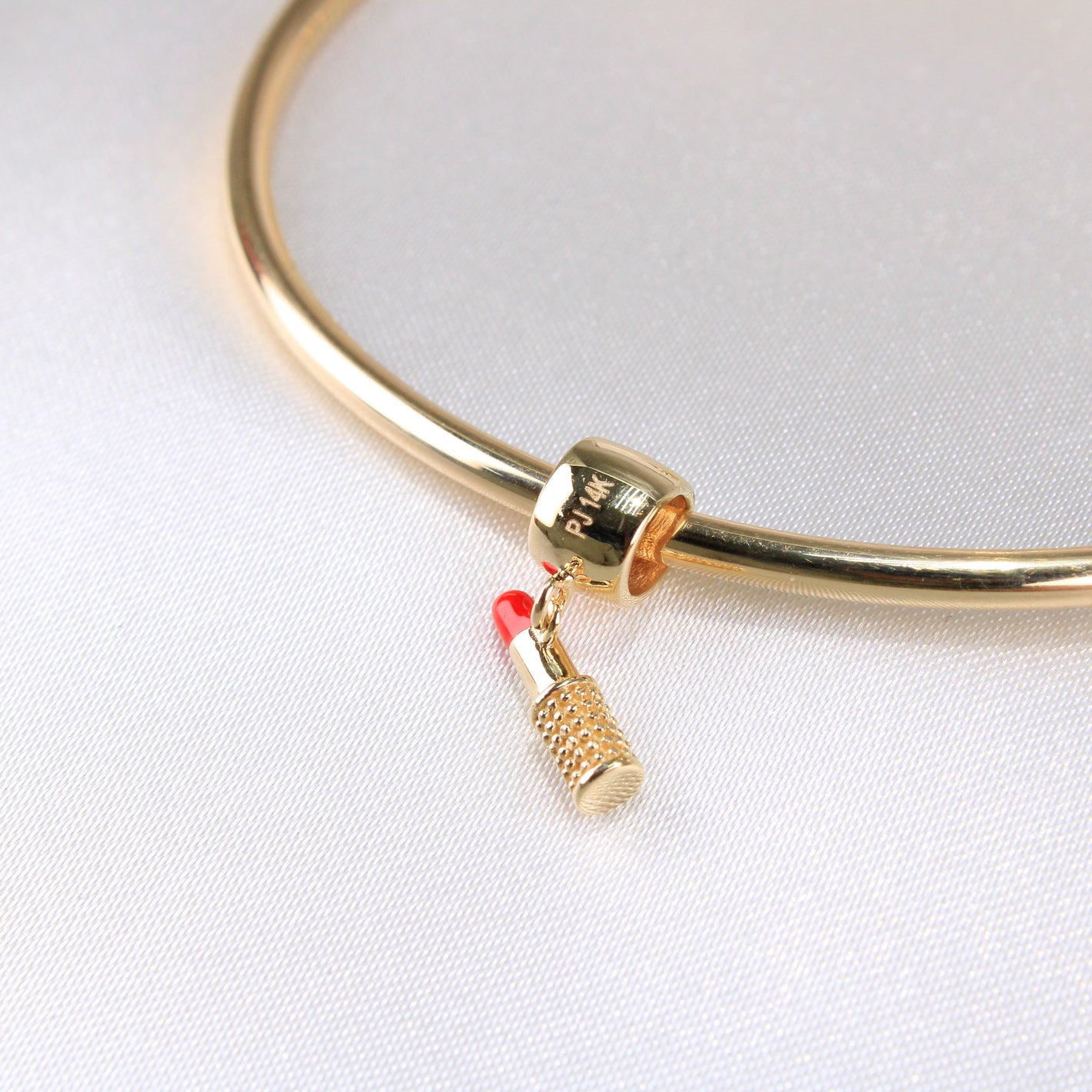14K Yellow Gold Lipstick Dangle Charm