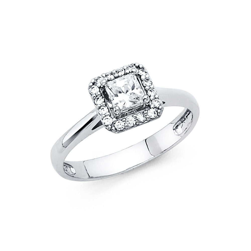 14K White Gold CZ Engagement Ring