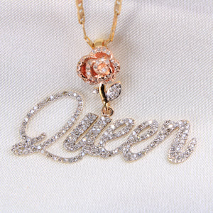 10K Yellow Gold Diamond Rose Queen Charm
