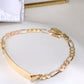 14K Tricolor Gold Solid Figaro Link ID Bracelet 6.5mm 7.5in